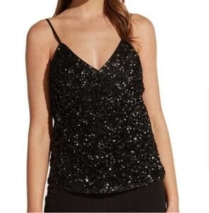 Bardot Sequin Camisole Tank Top Sleeveless V neck Party Club New Years